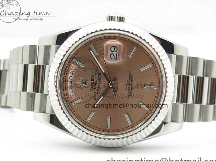 MiroTime 0111 Neat Day-Date 40mm 228239 BP New Dial Version 904 SS RG Stick Markers Dial on SS President Bracelet A 2819